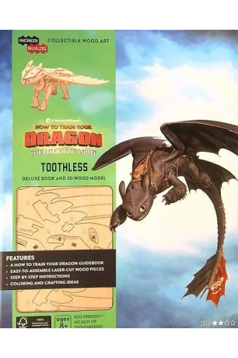 Toothless Deluxe Book and 3D Wood Model (IncrediBuilds, How to Train Your Dragon: The Hidden World)