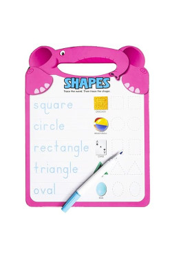 Active Minds - Shapes Write-and Erase Wipe Clean Elephant Learning Board by Sequoia Children's Publishing