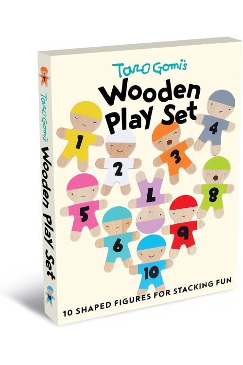 Chronicle Books Taro Gomi's Wooden Play Set - 10 Shapes Figured for Stacking Fun